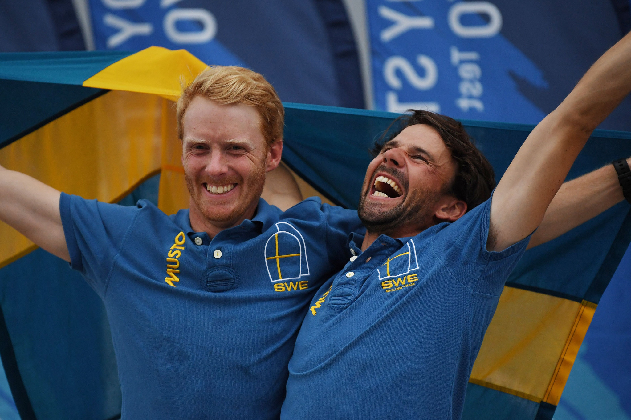 Anton Dahlberg and Fredrik Bergström are top of the men's regatta on day three ©Getty Images