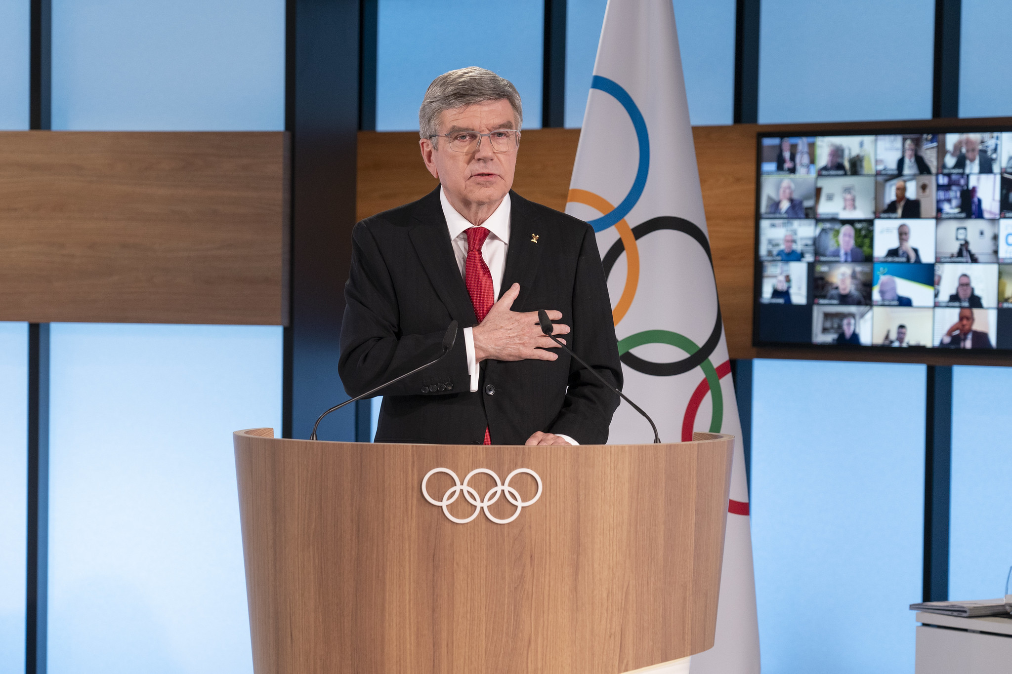 IOC President Thomas Bach, re-elected unopposed, has spoken at the 137th IOC Session of changing the Olympic motto and taking up an offer of Chinese vaccines for Games competitors ©Getty Images