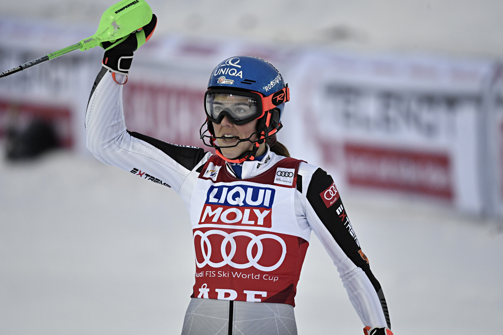 Petra Vlhová has taken the lead of the FIS Alpine Ski World Cup ©Getty Images