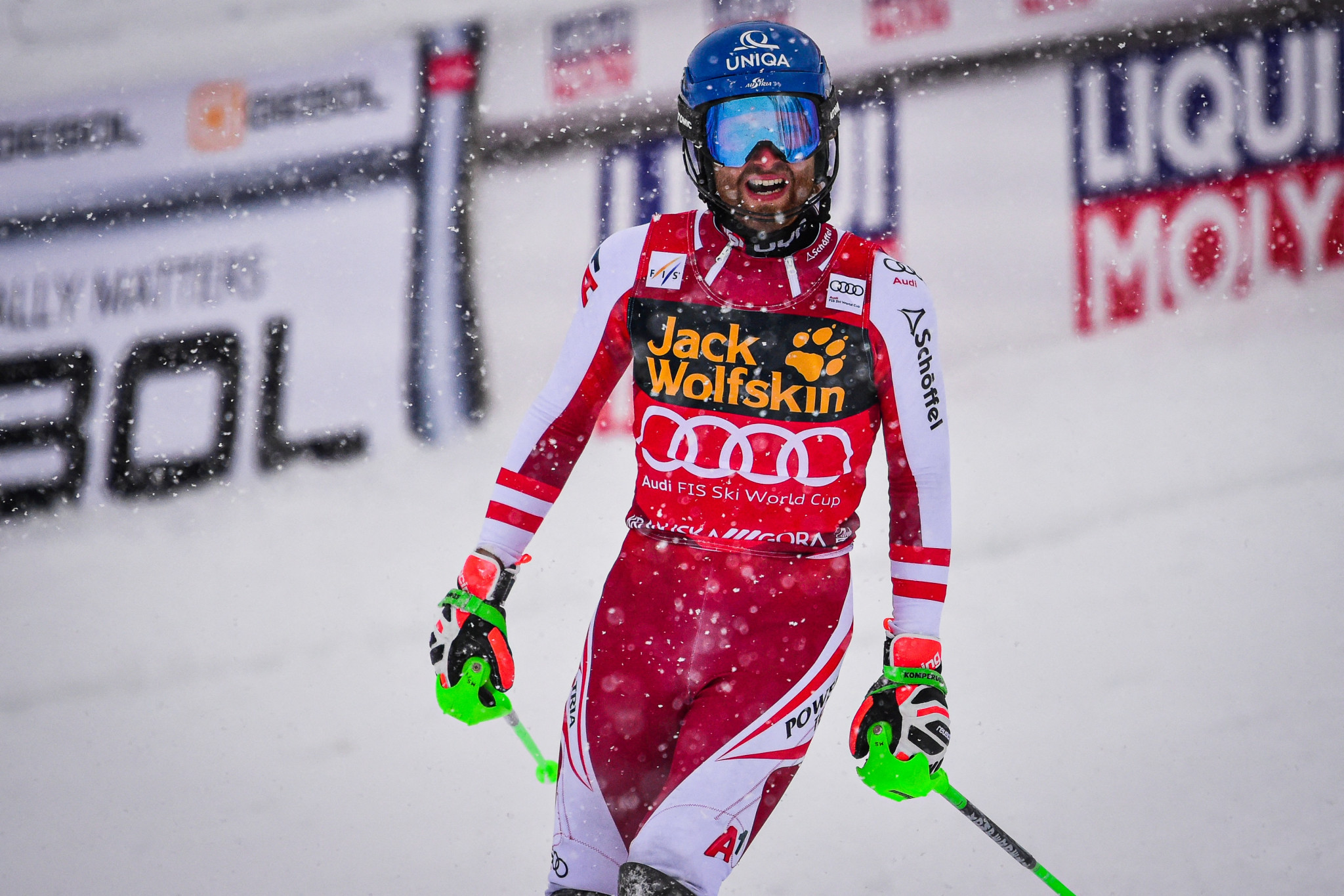 Marco Schwarz has clinched the men's slalom crystal globe ©Getty Images