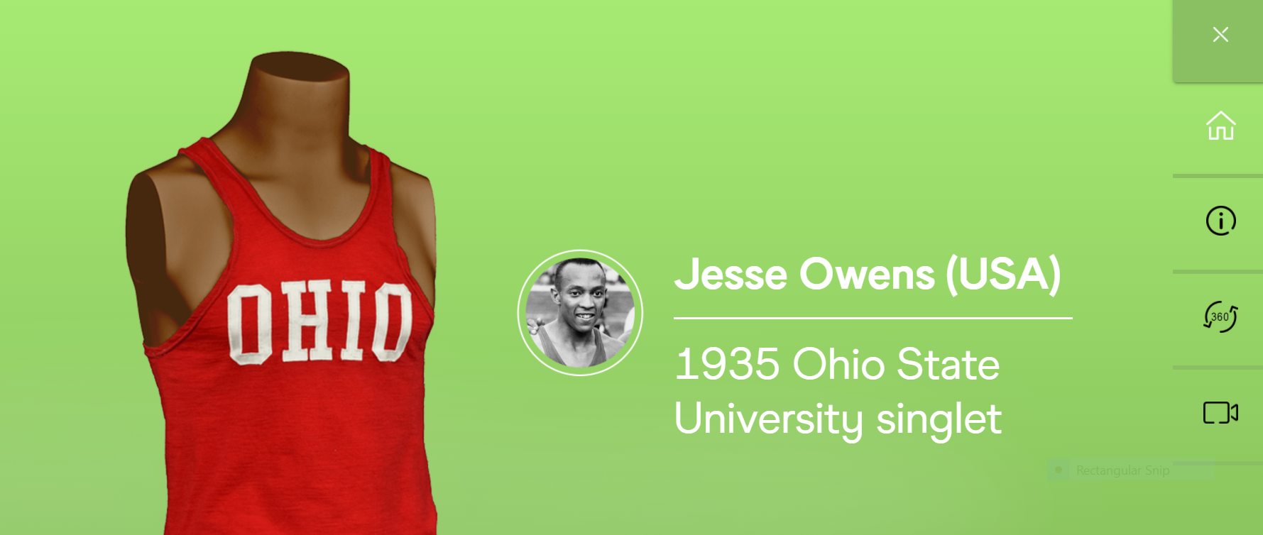 The singlet Jesse Owens wore when setting three world records and equalling a fourth in the space of 45 minutes in 1935 is one of the prized exhibits in the new virtual Museum of World Athletics ©MOWA
