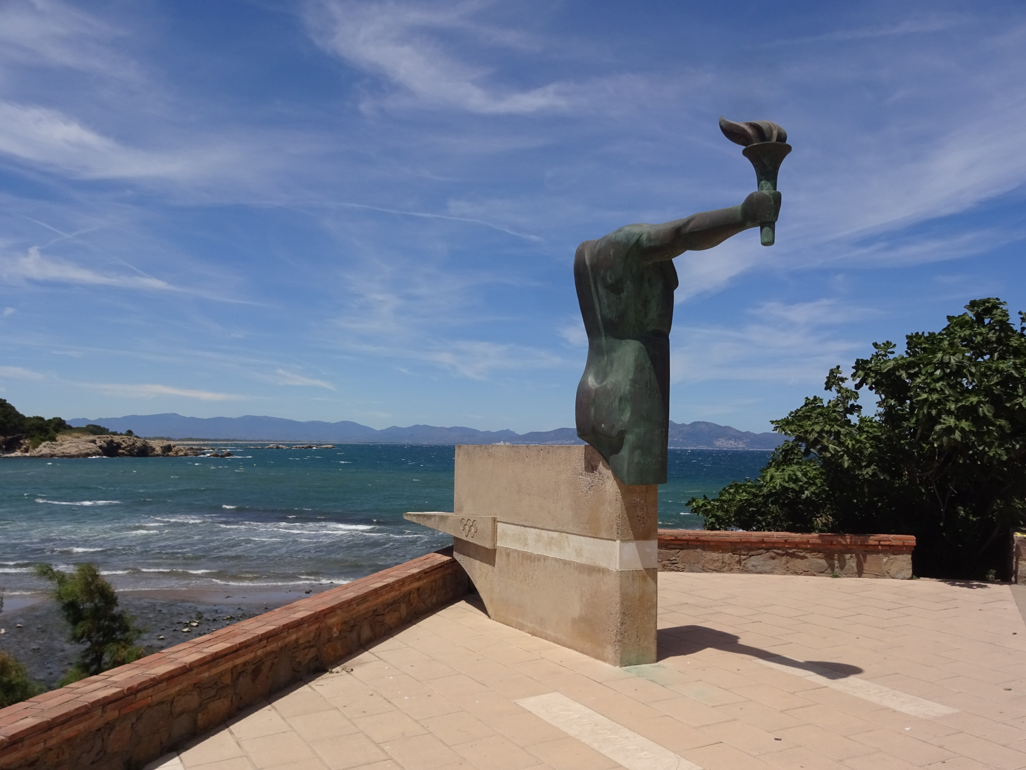 A statue was unveiled at Ampurias to mark the arrival of the Barcelona 1992 Olympic Torch ©Philip Barker