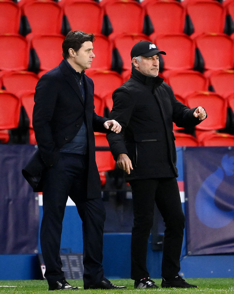 Paris St Germain coach Mauricio Pochettino, left, was dismayed by the late change of policy announced by the French Sports Ministry ©Getty Images