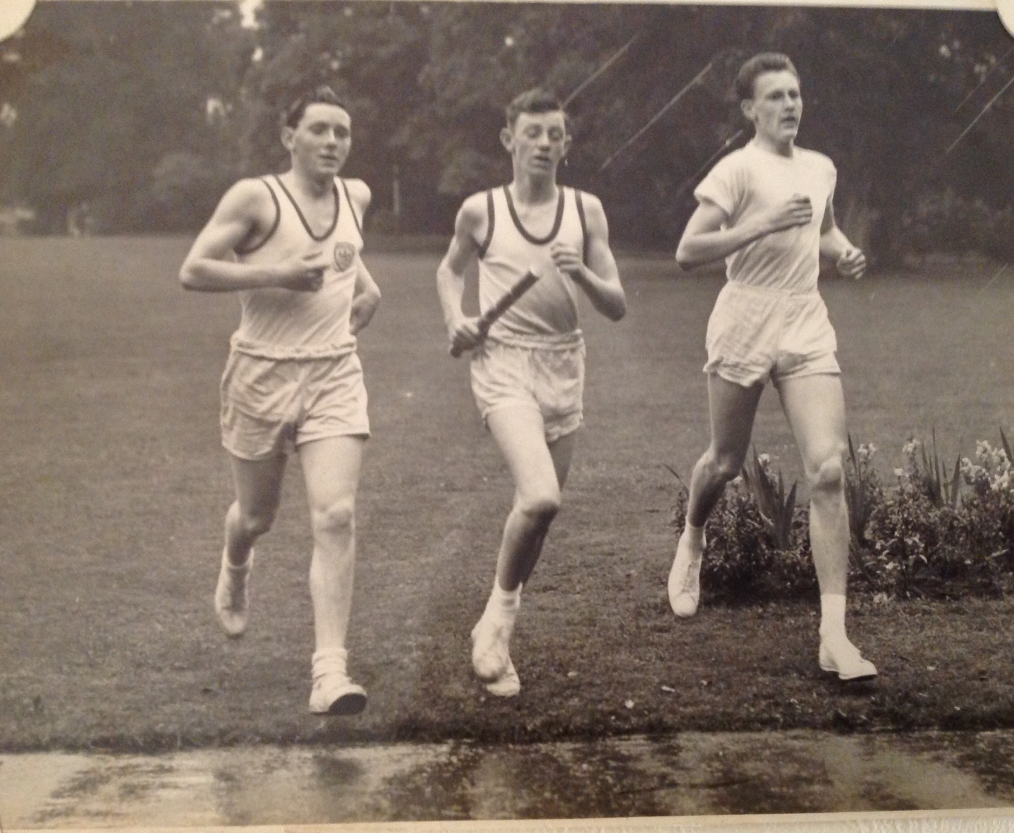 The 1958 Baton is carried by John Rogers, flanked by John Baker and David Jones, after the idea was suggested two years prior ©John Rogers 