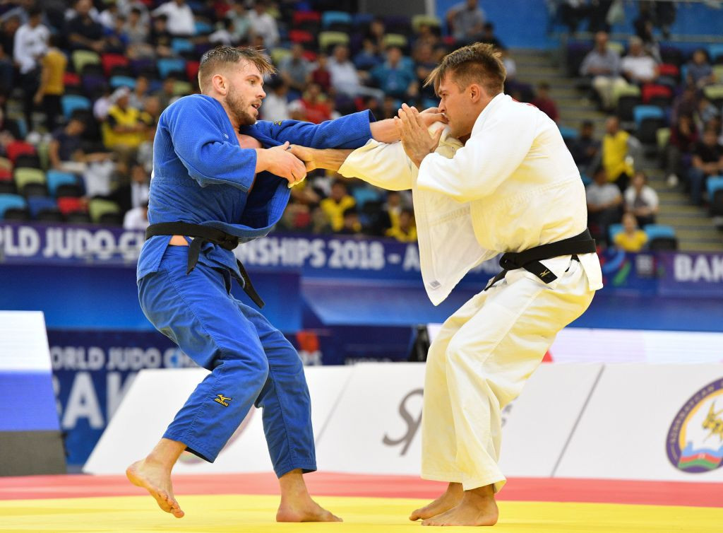 Germany's 2017 world champion Alexander Wieczerzak, left, was among the judoka withdrawn from the IJF Tbilisi Grand Slam after the team had seven COVID-19 positives in Georgia ©Getty Images
