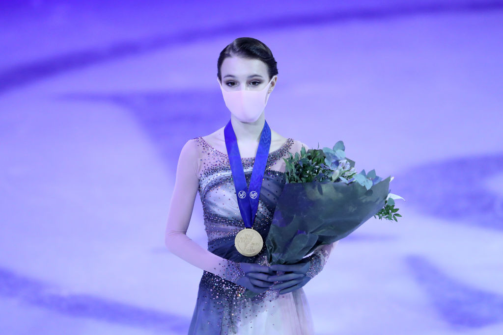 Shcherbakova leads women's sweep for "neutral" Russians at World Figure Skating Championships