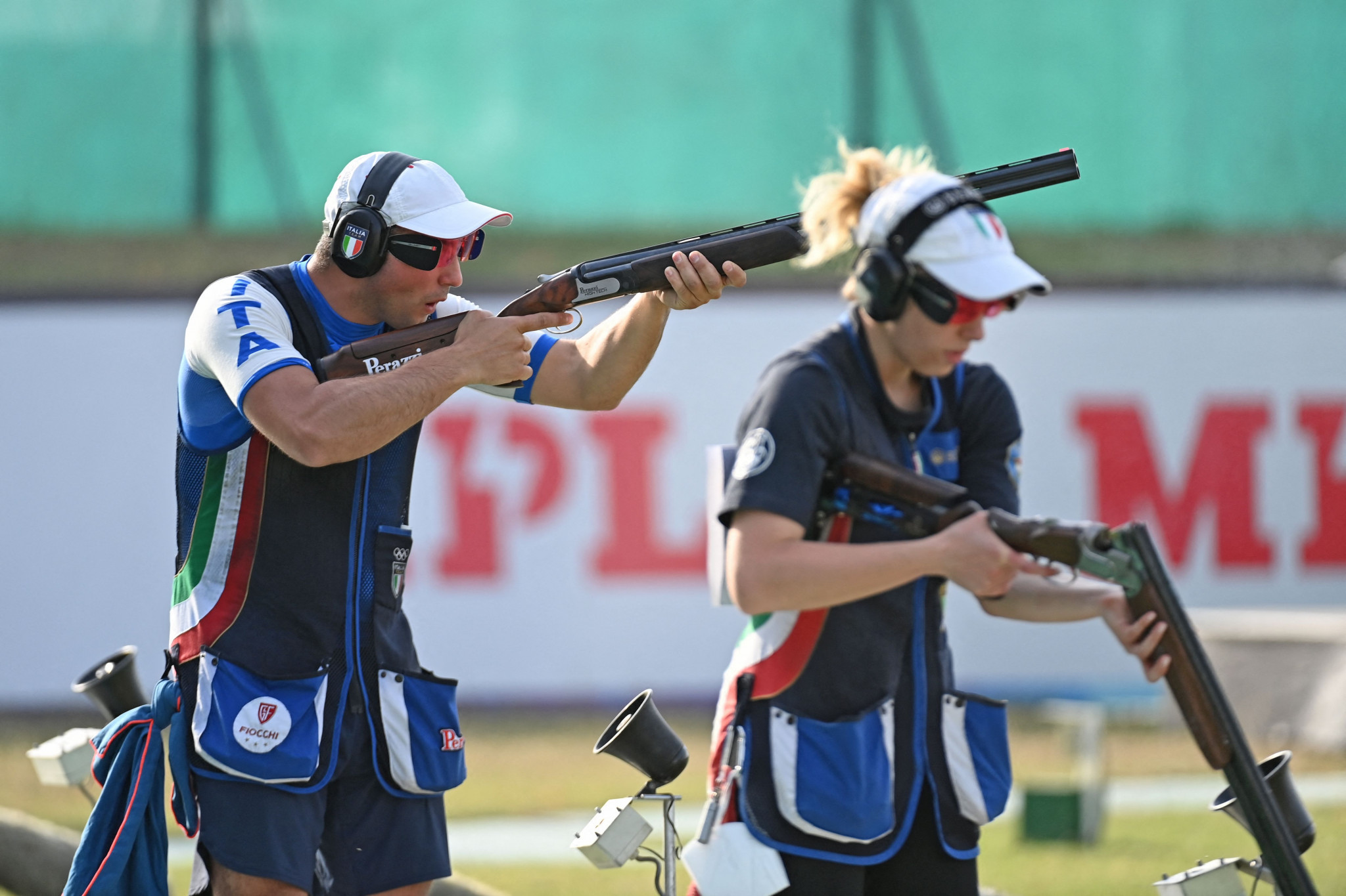 Valerio Grazini and Alessia Iezzi won the mixed team trap title ©Getty Images
