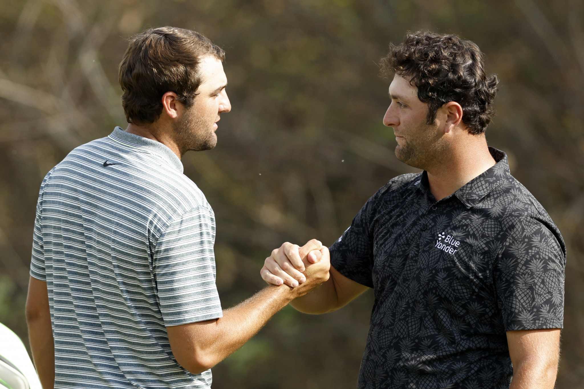 Scottie Scheffler, left, knocked out third seed Jon Rahm in the quarter-finals of the WGC Match Play ©Getty Images