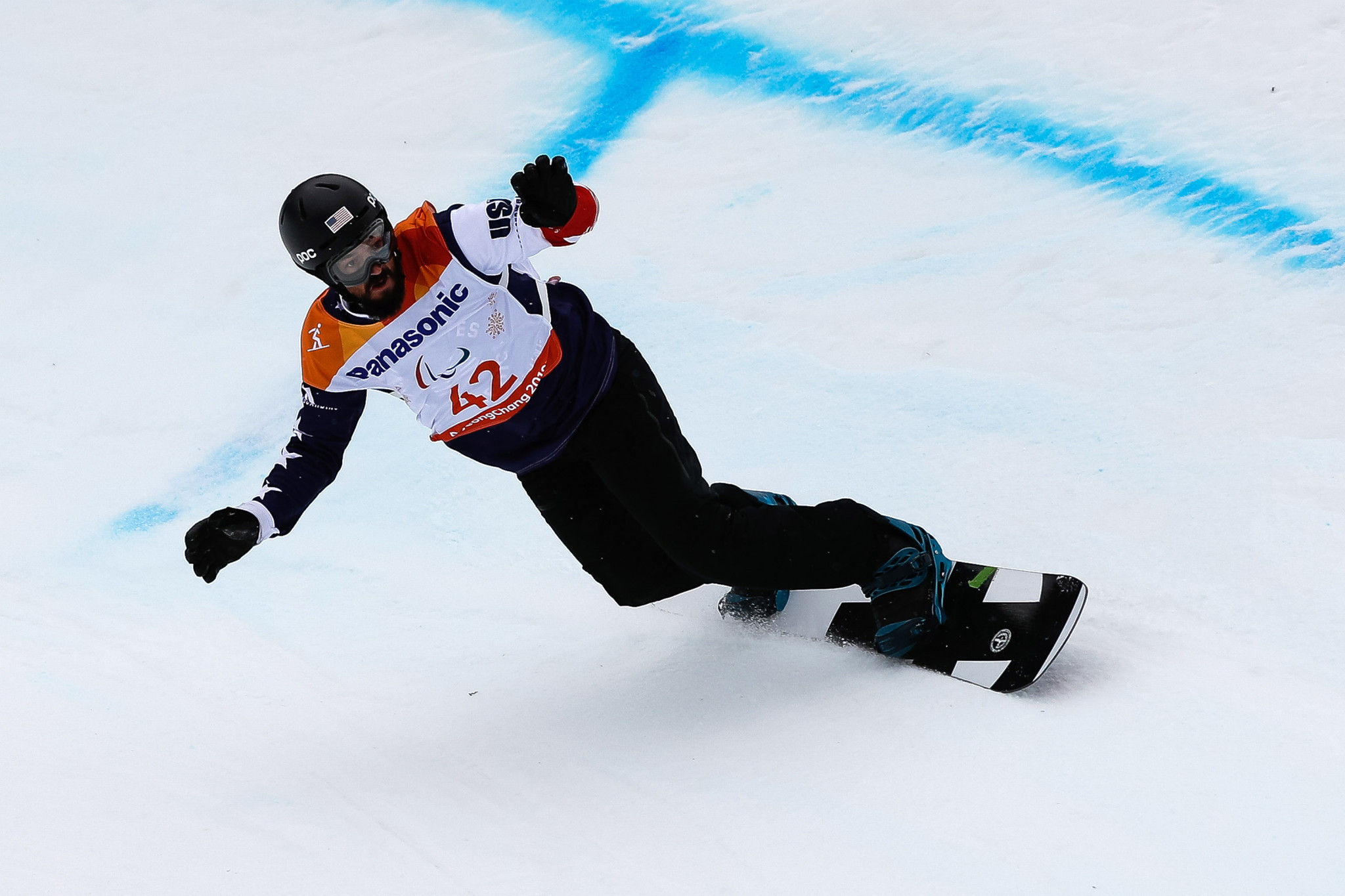 Keith Gabel secured one of two gold medals for the United States on the first of two days of racing at the World Para Snowboard World Cup Finals ©Getty Images