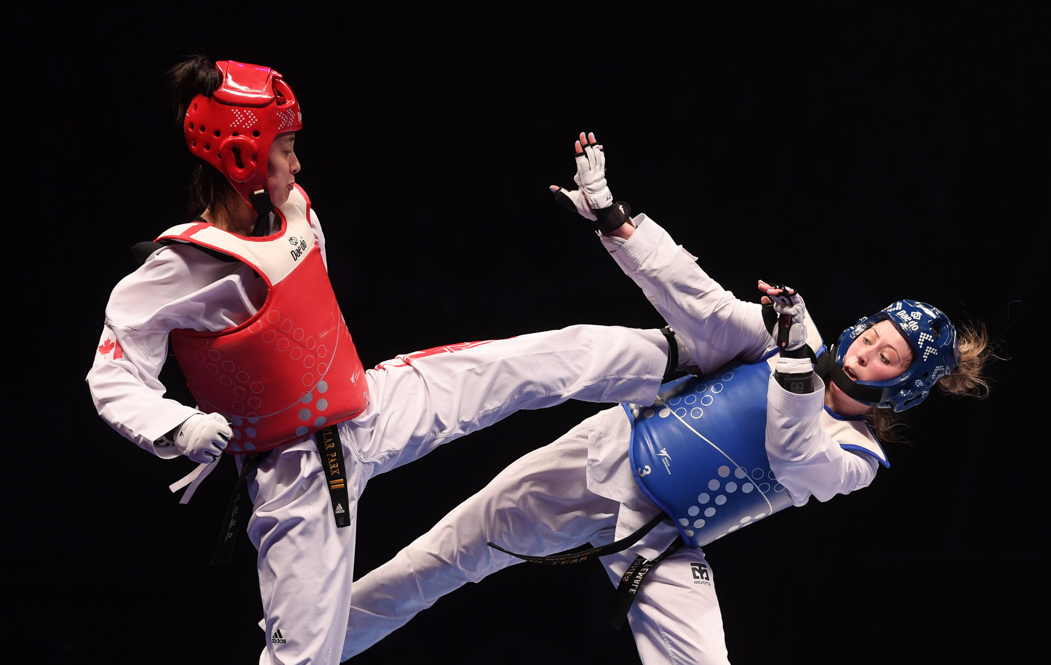 Taekwondo Canada said Guy Thibaut helped Skylar Park, left, prepare for Tokyo 2020 ©Getty Images