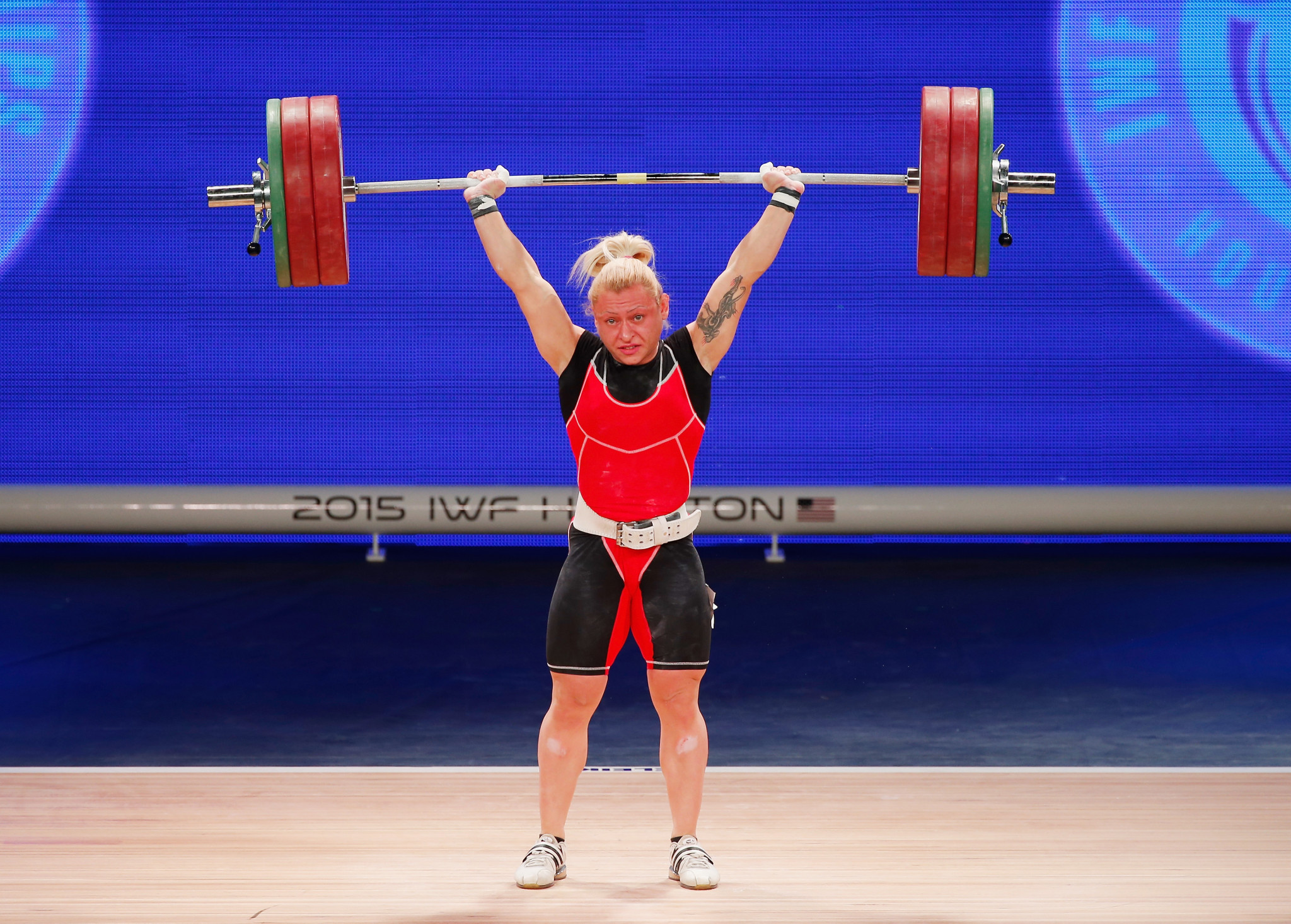 Boyanka Kostova of Azerbaijan won a closely fought women's 59 kilogram title on day three of the European Weightlifting Championships ©Getty Images