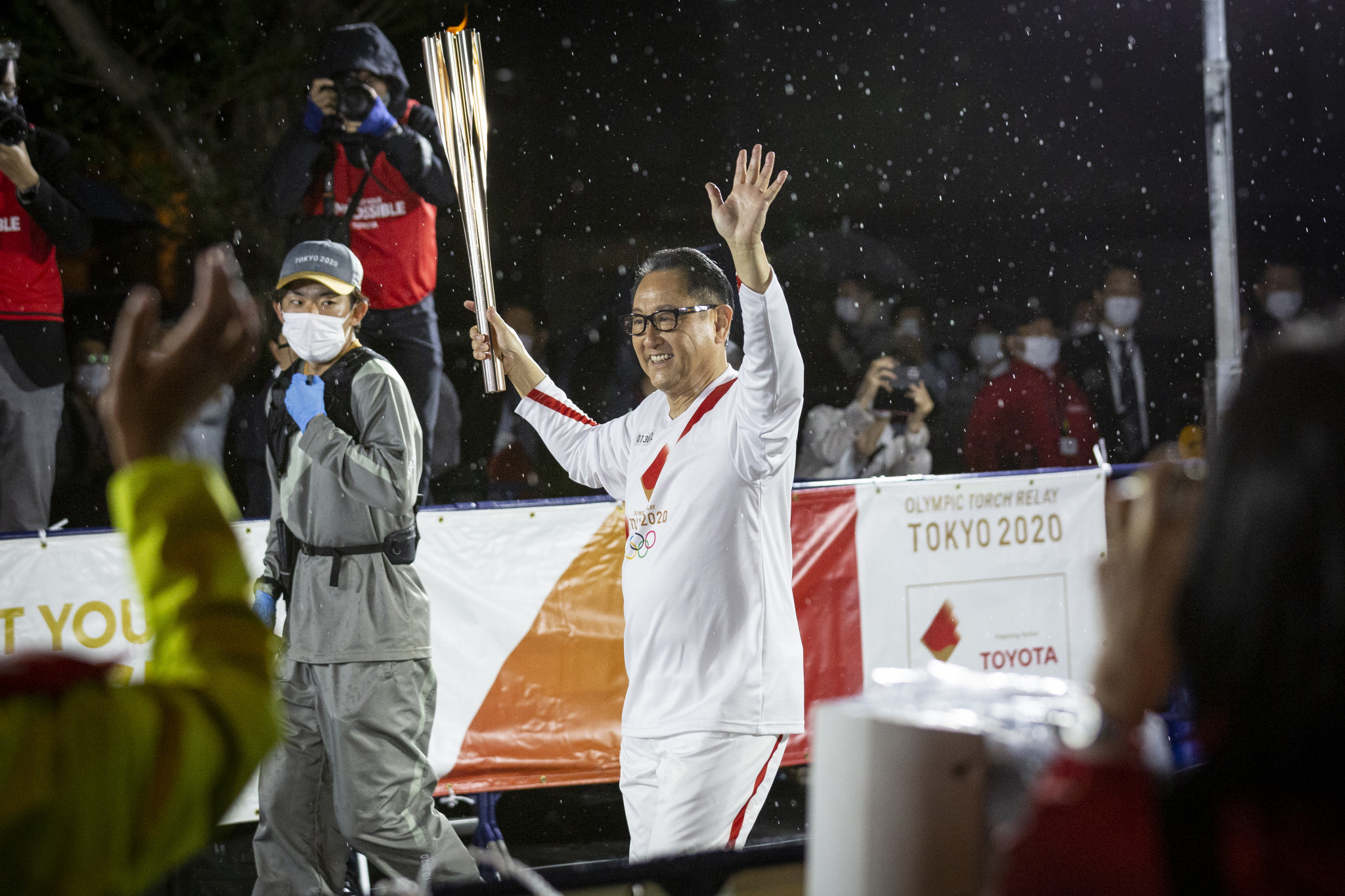 Toyota President Akio Toyoda was among the Torchbearers in Aichi ©Getty Images