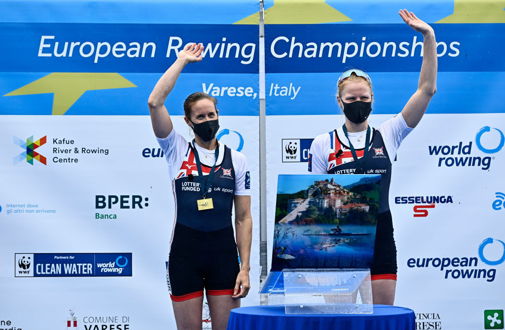 Helen Glover, left, and Polly Swann won the women's pair for Britain at the European Rowing Championships in what was Glover's first international outing in five years ©Getty Images