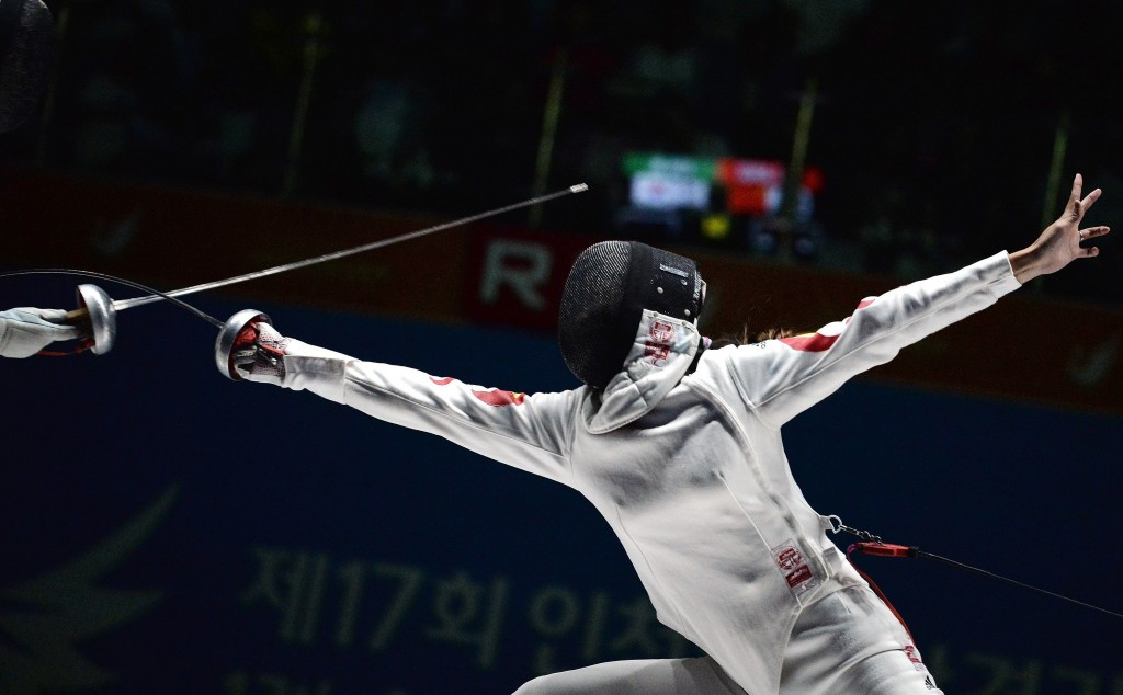 China's Anqi Xu is one of 64 fencers still in the running for the individual crown at the women's épée Fencing World Cup in Barcelona