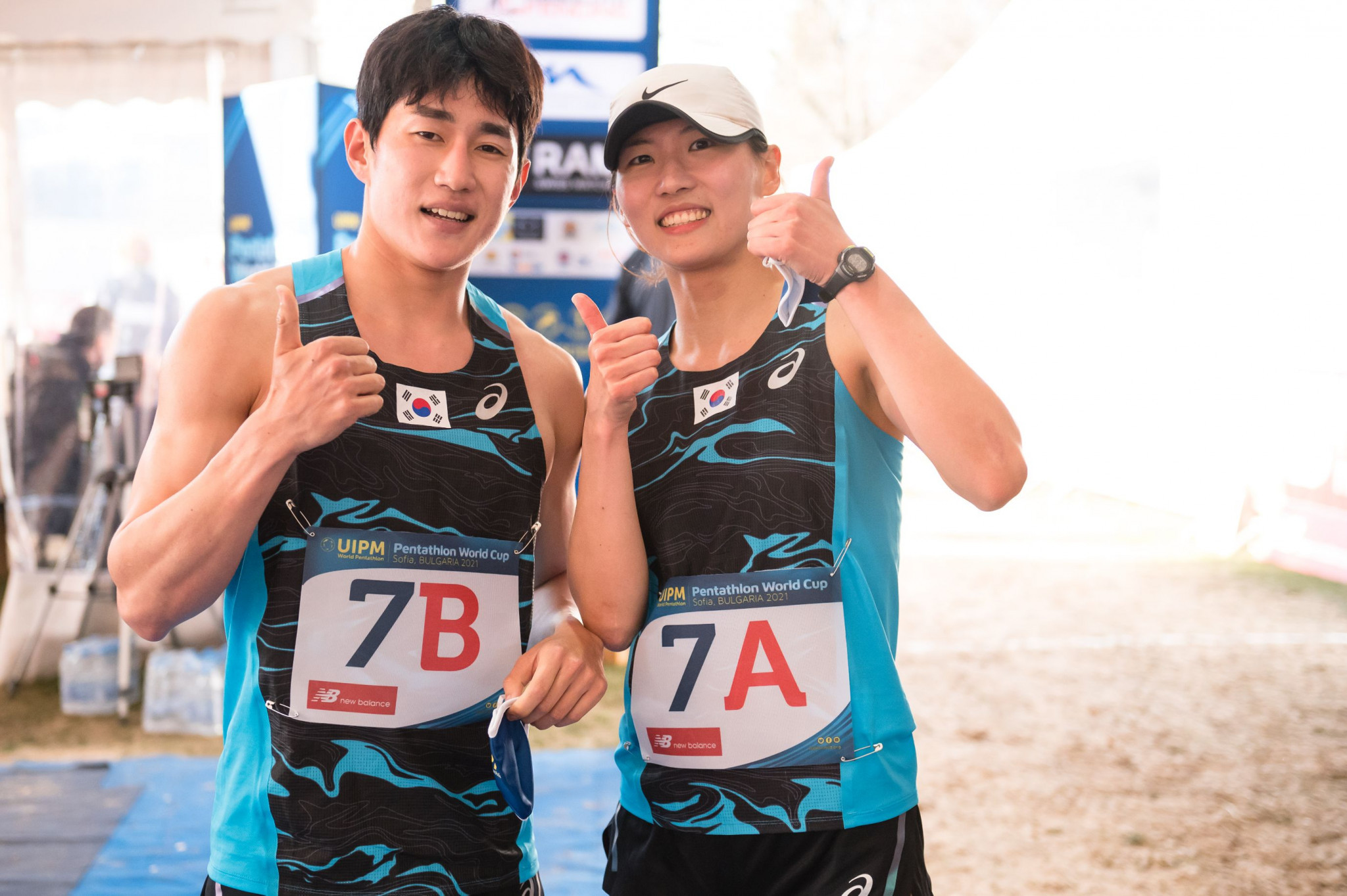 The South Korean pairing of Unju Kim and Changwan Seo moved up from seventh to third place in the laser run that concluded the mixed relay at the UIPM World Cup in Sofia ©UIPM