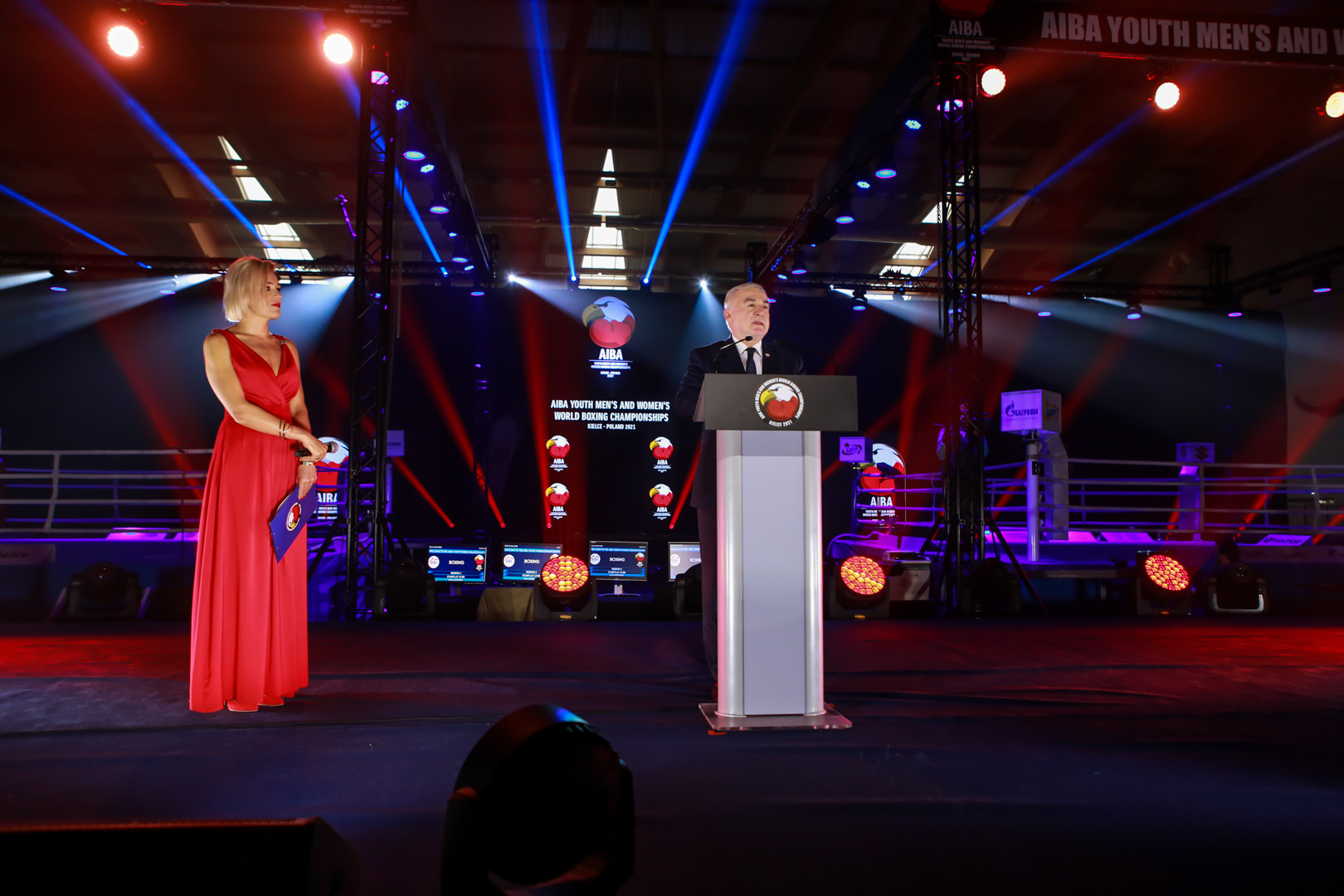 Poland's Sports Minister  Anna Krupka, left, and Polish Boxing Association President Grzegorz Nowaczek, right, were also among to take part in the Opening Ceremony ©AIBA