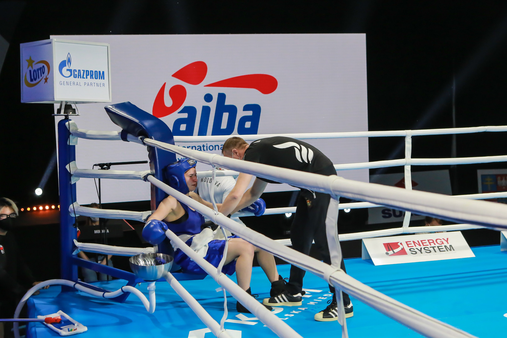 Trainers are on hand to provide encouragement to the young boxers ©AIBA