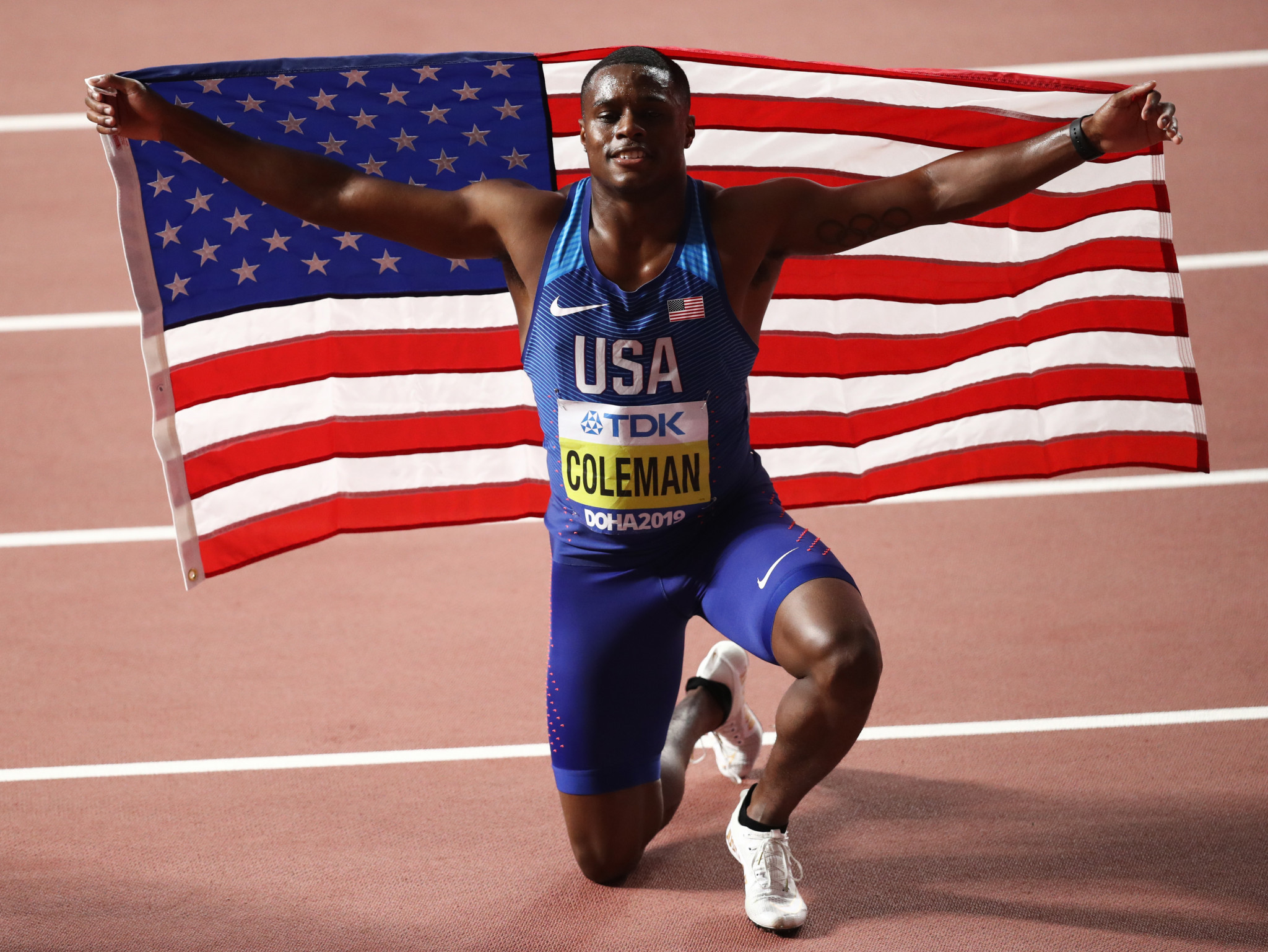 Christian Coleman, the 100m world champion, has had a doping ban reduced to 18 months on appeal ©Getty Images