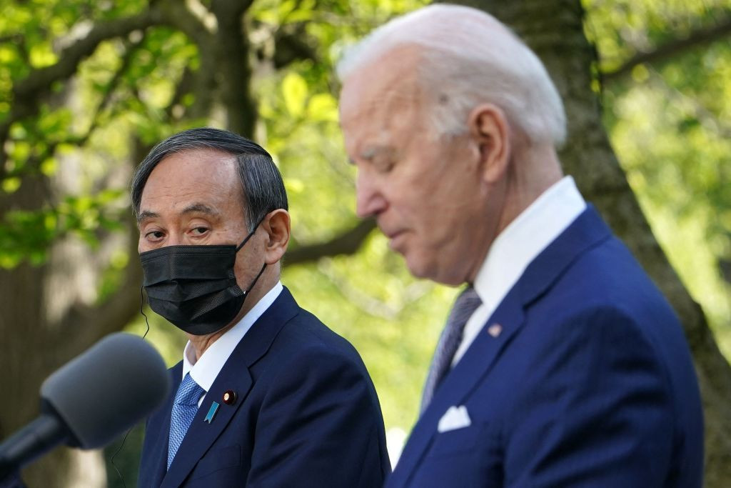 Yoshihide Suga is the first head of state to visit the White House under Joe Biden's administration ©Getty Images