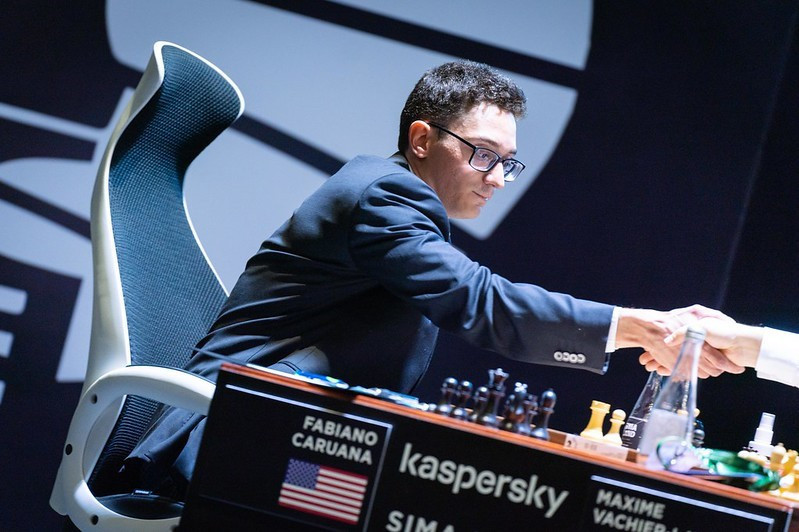 Fabiano Caruana won his first match upon the resumption of the FIDE Candidates Tournament in Yekaterinburg today ©FIDE/Lennart Ootes
