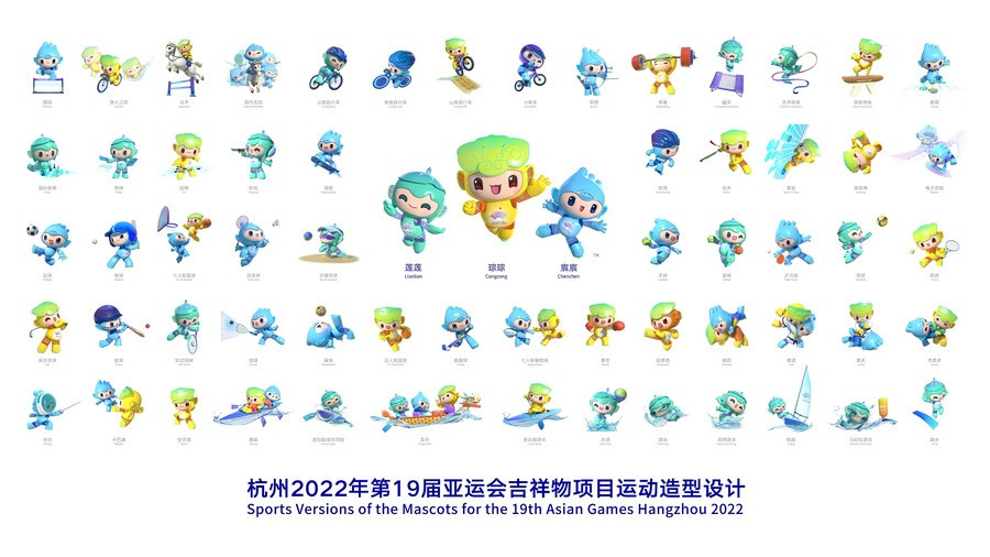 Hangzhou 2022 Asian Games organisers have revealed their range of sports mascots for the event ©Hangzhou 2022