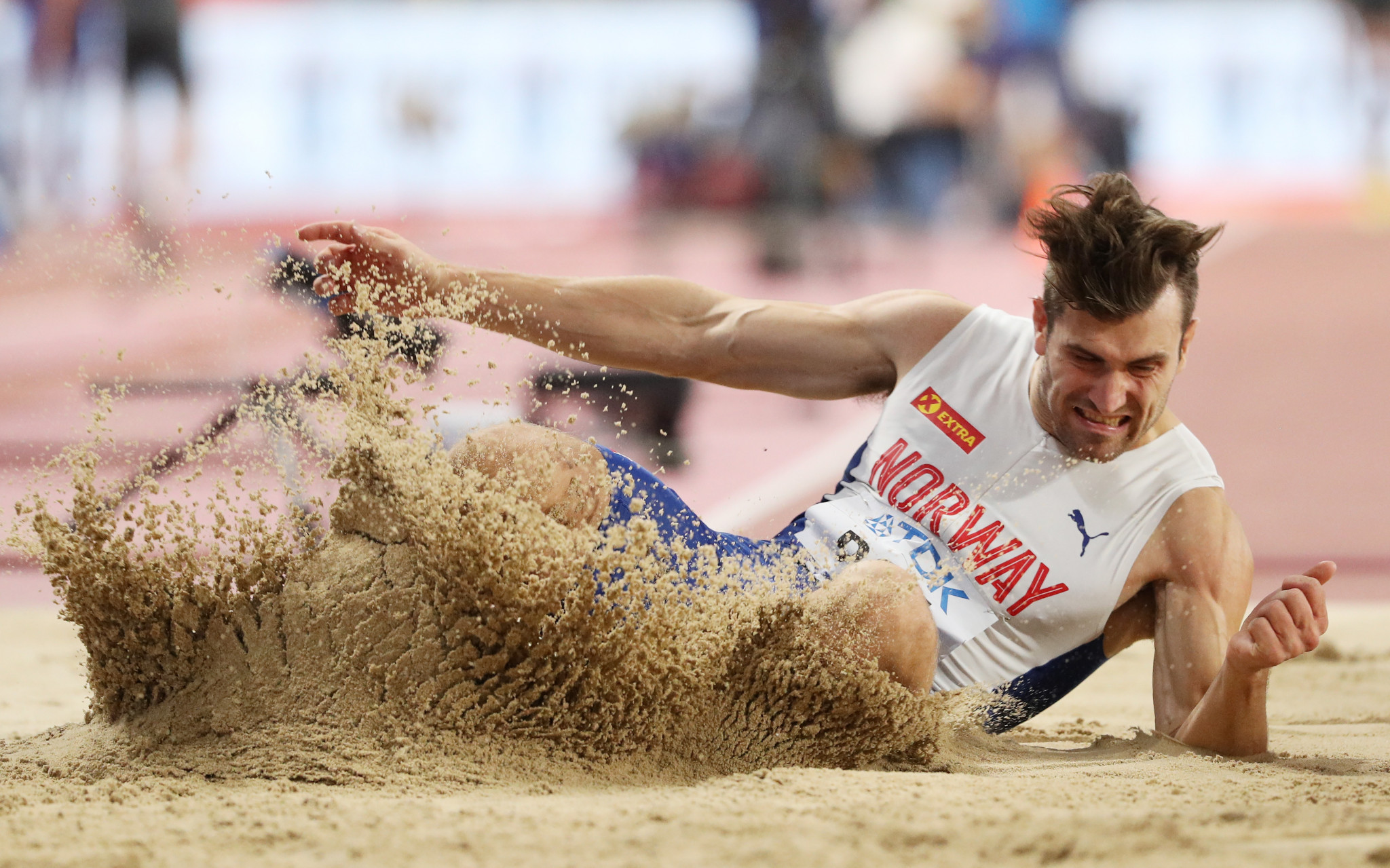 Martin Roe came out on top in the long jump as he moved ahead of his decathlon rivals ©Getty Images