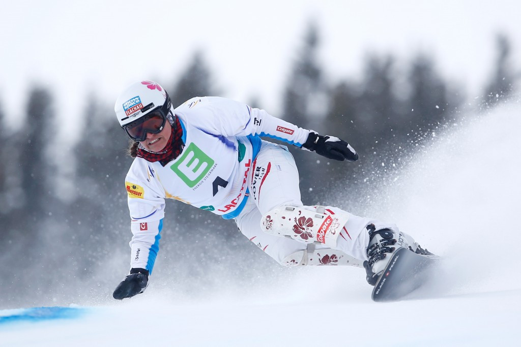 Esther Ledecká, pictured competing last year, won the women's event today in the Slovenian report ©Getty Images
