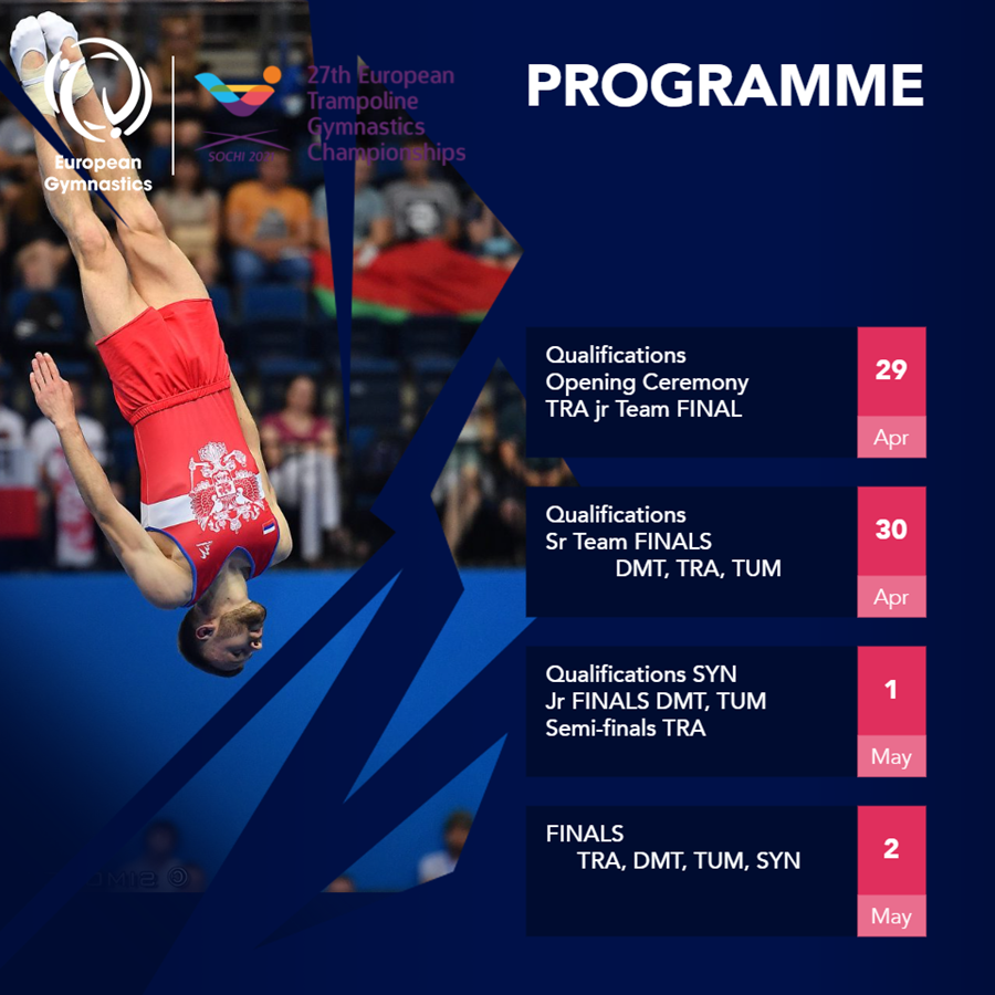 Four days of action at the European Trampoline Championships in Sochi get underway tomorrow ©European Gymnastics