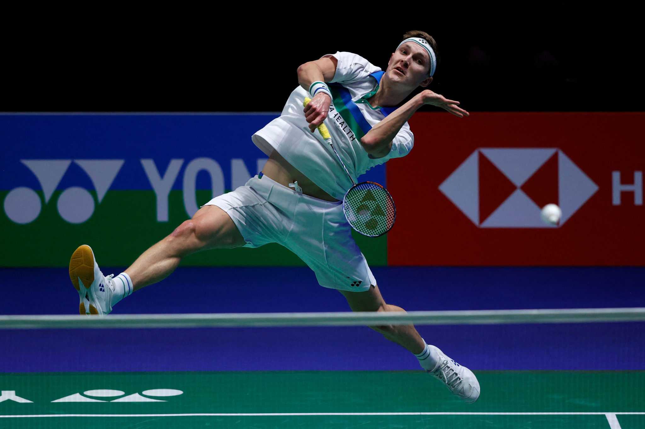 Viktor Axelsen of Denmark beat India’s Sai Praneeth in the All England Open ©Getty Images