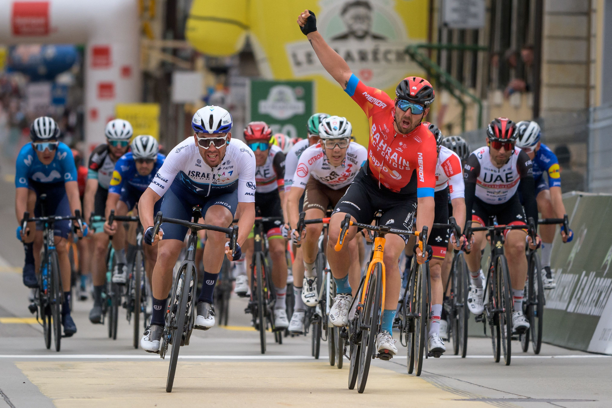 Colbrelli wins stage two of Tour de Romandie in reduced sprint finish