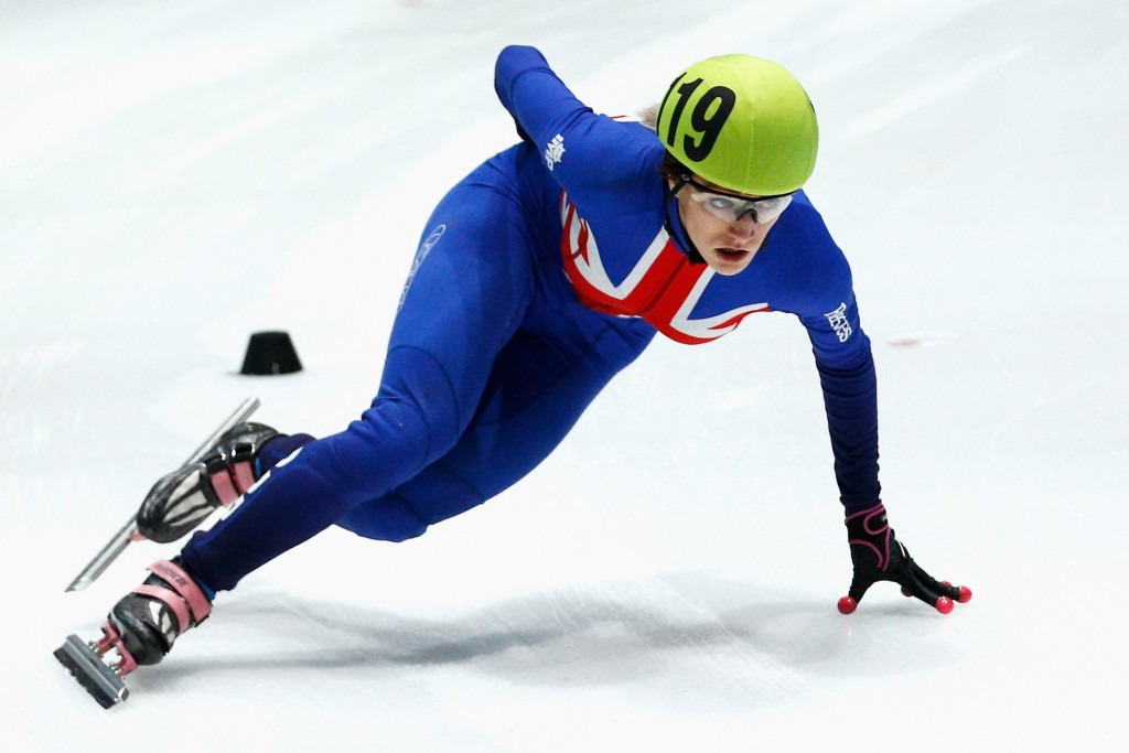 Elise Christie of Britain secured double gold on the first finals day at the European Short Track Speed Skating Championships ©Getty Images