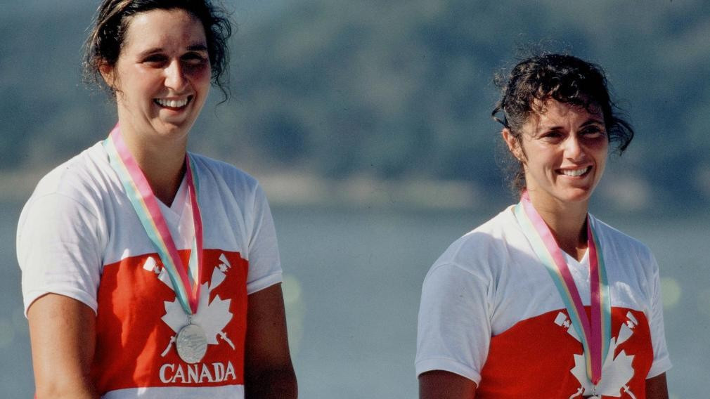 Tricia Smith, left, who won rowing silver in the women's pair with Betty Craig at the Los Angeles1984 Olympics, has been elected for a third term of office as President of the Canadian Olympic Committee ©Getty Images