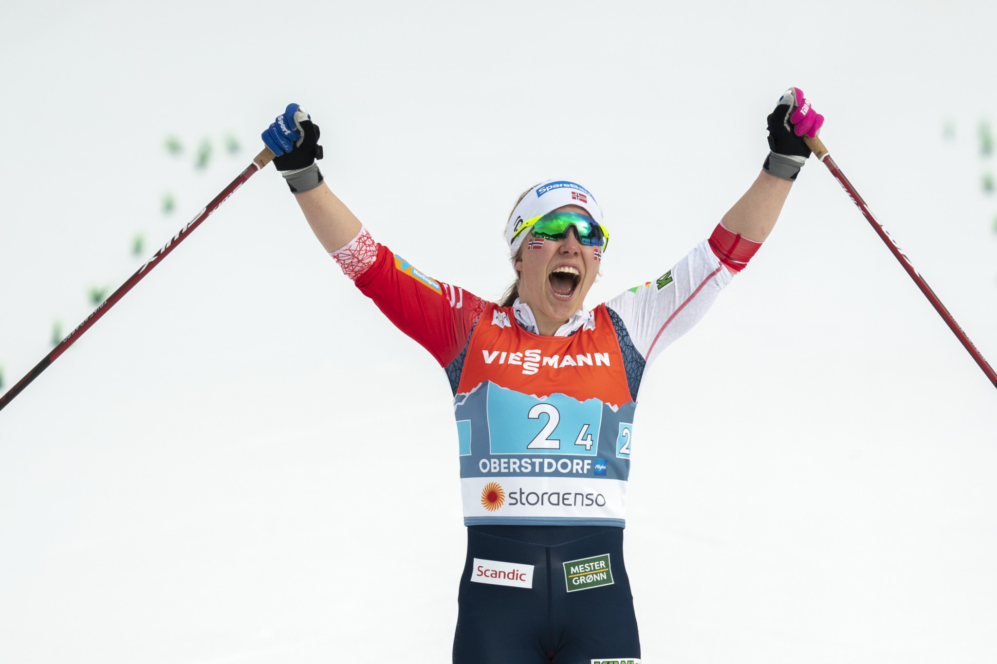 Helene Marie Fossesholm, 19, pictured winning gold at this year's FIS Nordic Ski World Championships, has been named in the senior Norwegian team for 2021-2022 ©Getty Images