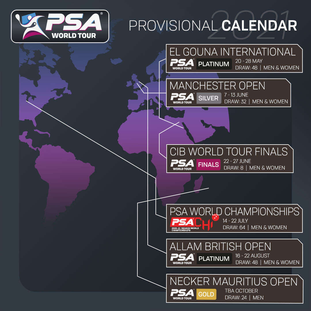 The PSA provisional calendar for the 2020-2021 season ©PSA