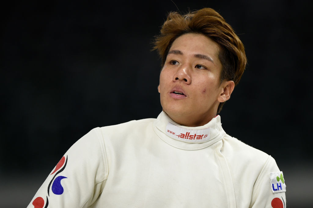 South Korea's Jinhwa Jung topped the men's fencing ranking round on the opening day of the UIPM World Cup final in Hungary today ©Getty Images