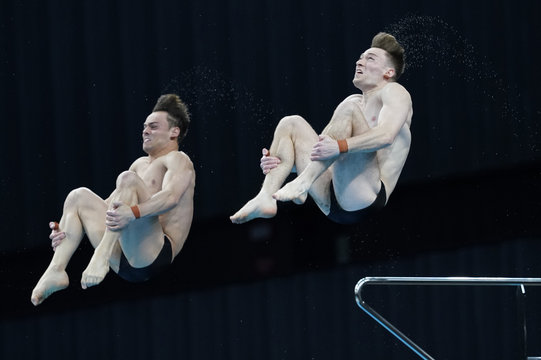 Tom Daley and Matthew Lee claimed Britain's first diving golds of the European Aquatics Championships after winning the men's synchronised 10m platform event ©Getty Images