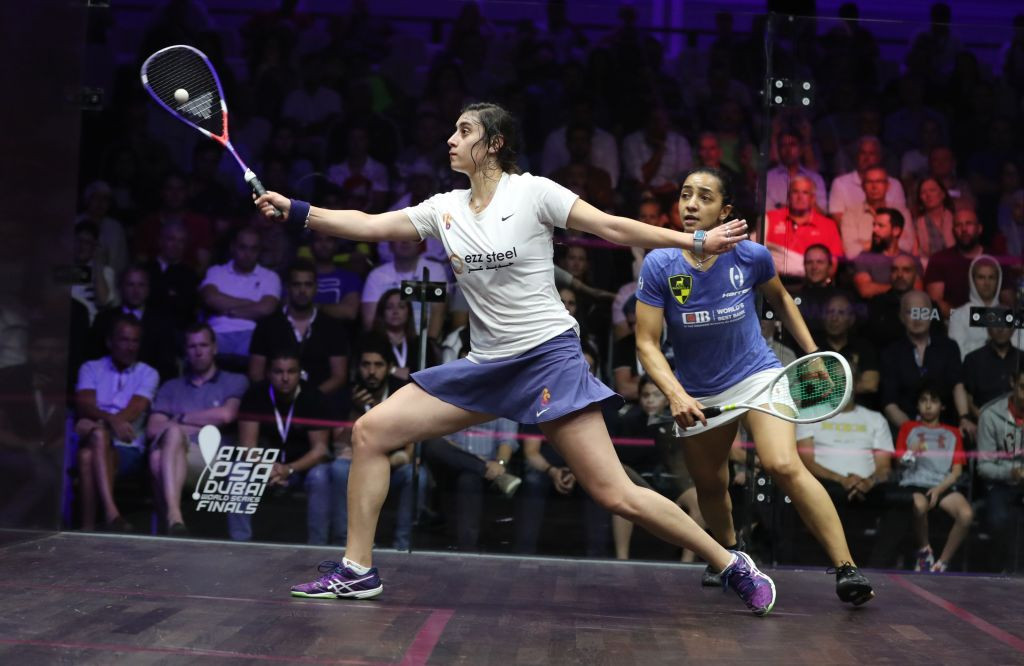 Egypt's Nour El-Sherbini, left, will defend her world title at Chicago's Cathedral Hall ©Getty Images
