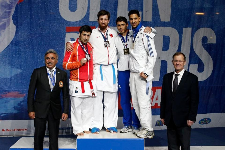 Turkey's Enes Erkan lived up to his billing as world champion as he clinched gold in the men's over 84kg kumite weight category ©Denis Boulanger/FFKDA