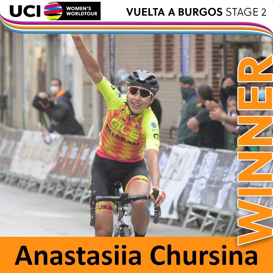 Anastasiia Chursina earned a solo win on stage two ©Twitter/UCI_WWT