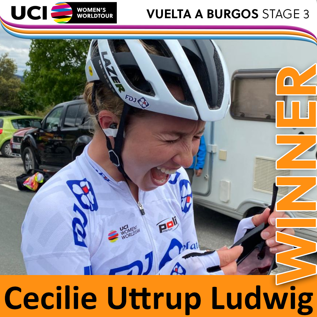 Cecilie Uttrup Ludwig sprinted to victory on stage three ©Twitter/UCI_WWT