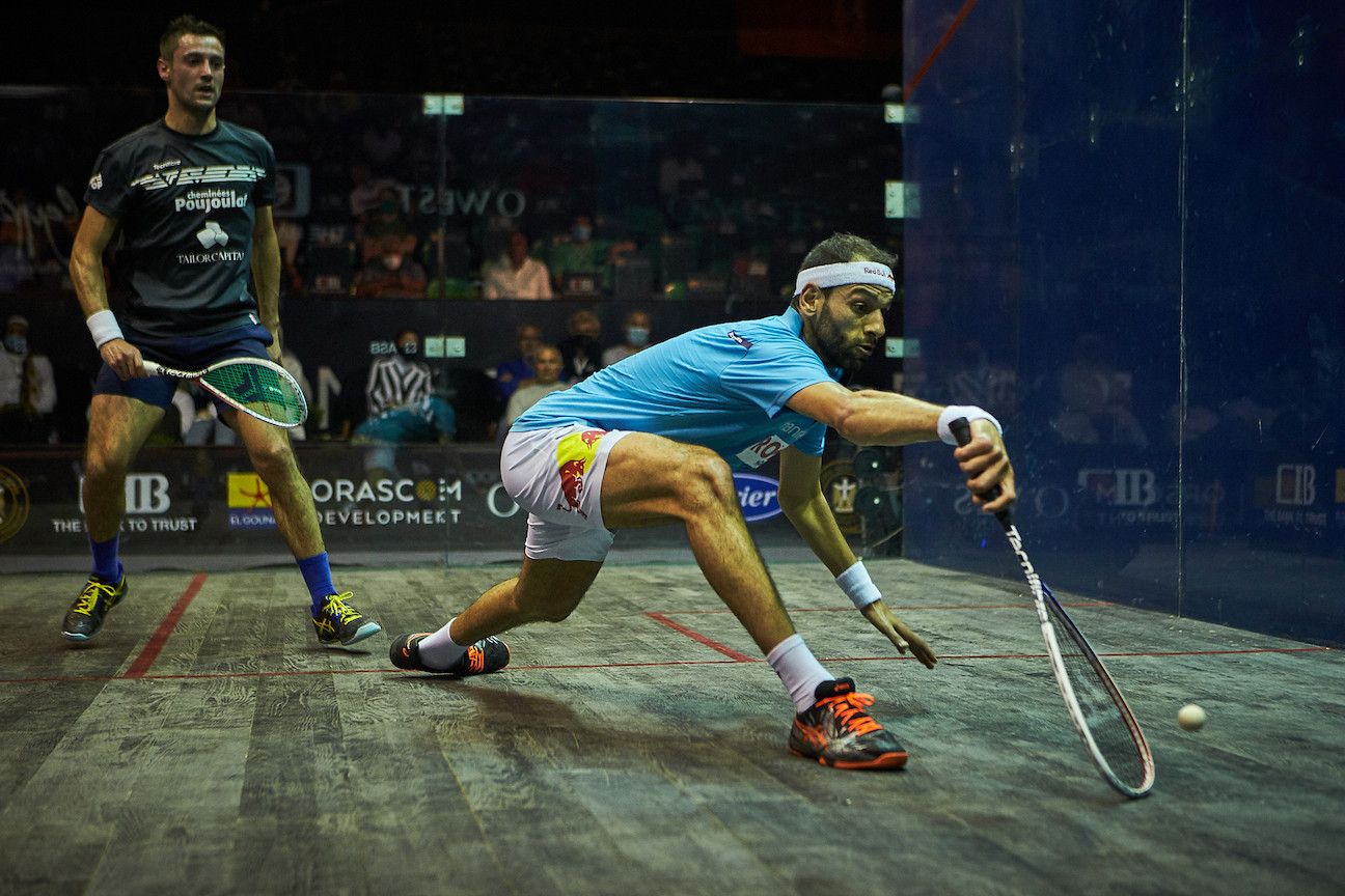 Men's top seed Mohamed ElShorbagy dropped the first game before triumphing in the third round of the El Gouna International Squash Open ©PSA World Tour