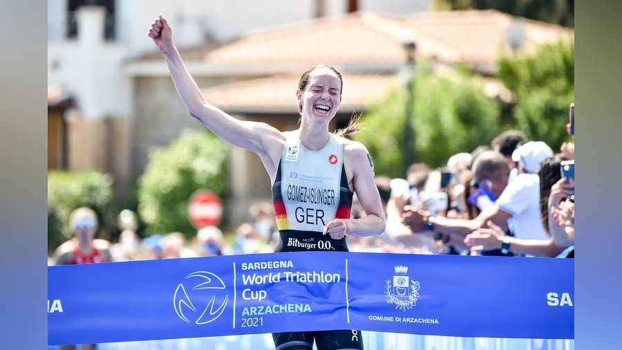 Germany's Marlene Gomez-Islinger won the women's race at the World Triathlon World Cup in Arzachena, Sardinia ©World Triathlon