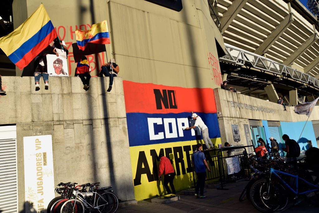 Colombians took to the streets to protest the country's co-hosting of the tournament before CONMEBOL moved the entire event to Argentina ©Getty Images