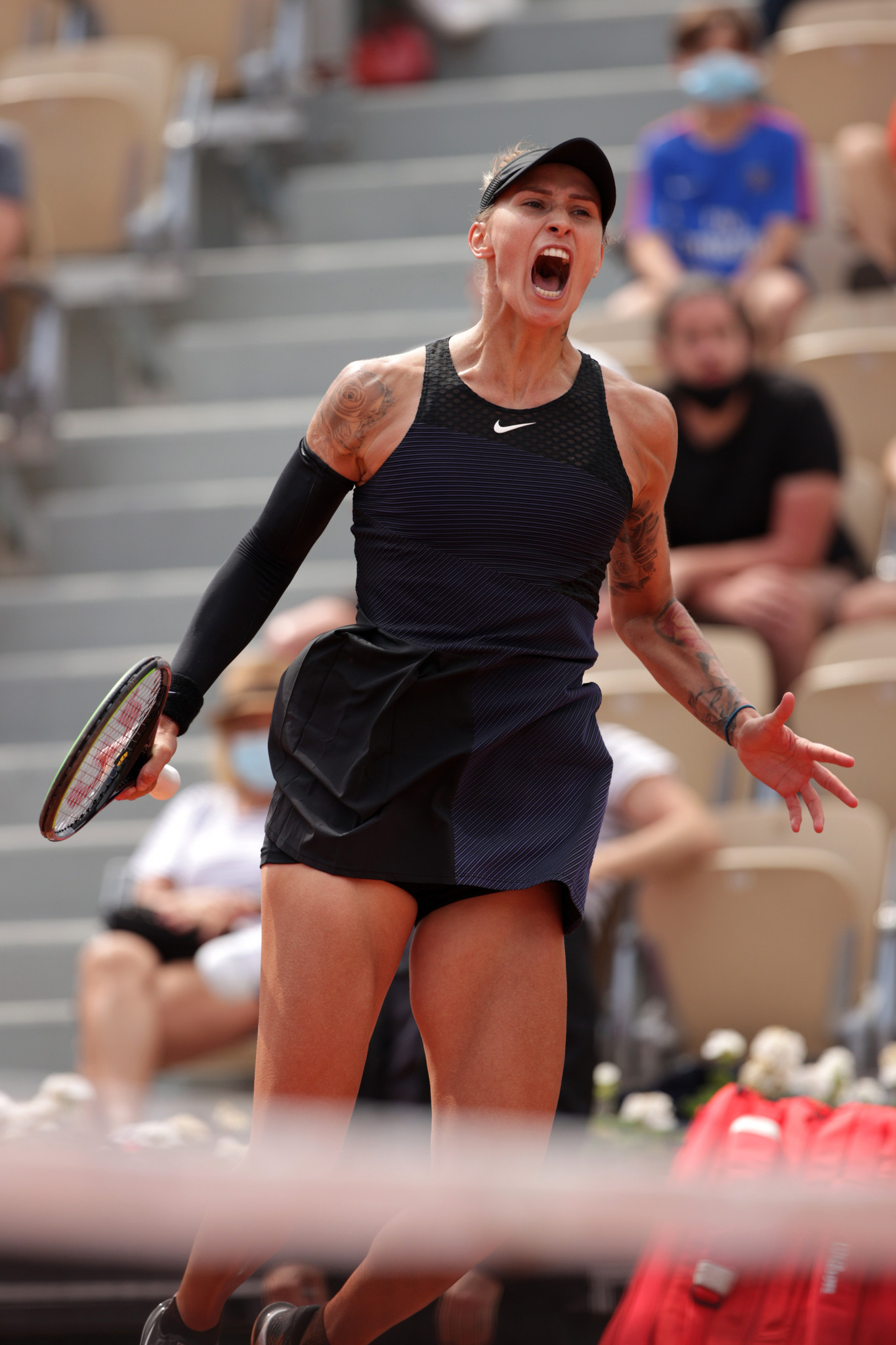 Polona Hercog jumps for joy after downing home favourite Caroline Garcia ©Getty Images