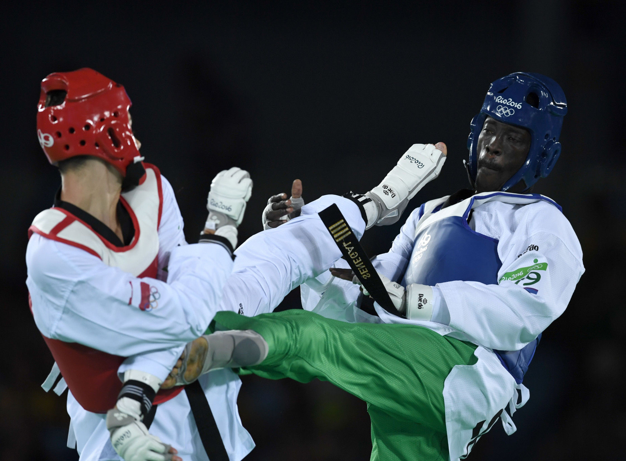 Balla Dièye, right, represented Senegal at the Rio 2016 Olympics but is now leading the Organising Committee for the African Taekwondo Championships ©Getty Images
