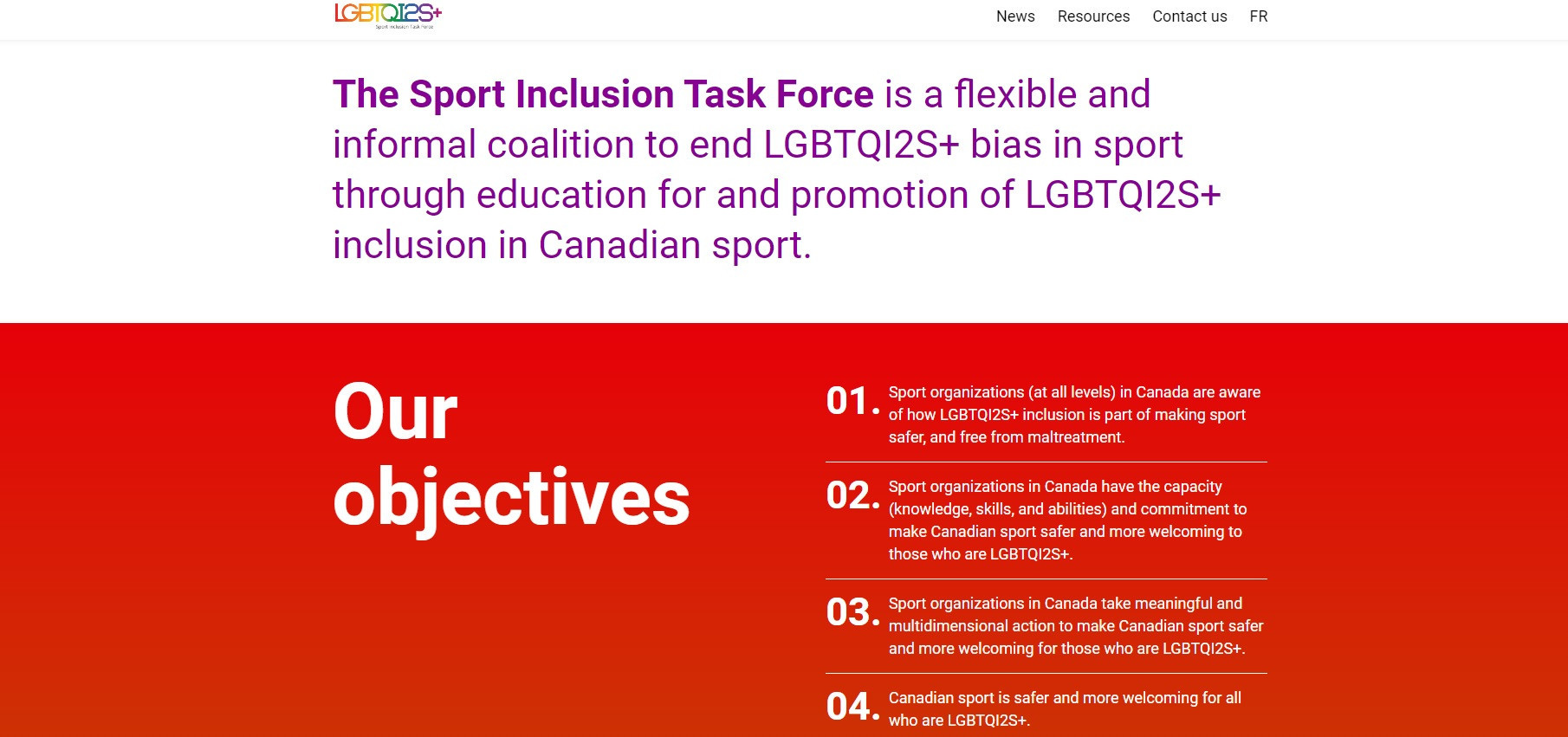 The COC said the SITF website will serve as a go-to hub for sport organisations, and the general public, looking for LGBTQI2S+ news, resources, speakers and consultants ©SITF