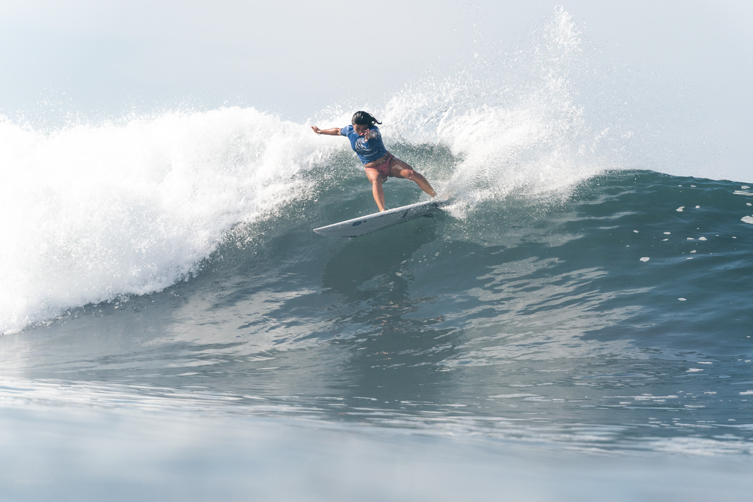 Japan's Mahina Maeda in action on the water at Surf City ©ISA/Sean Evans