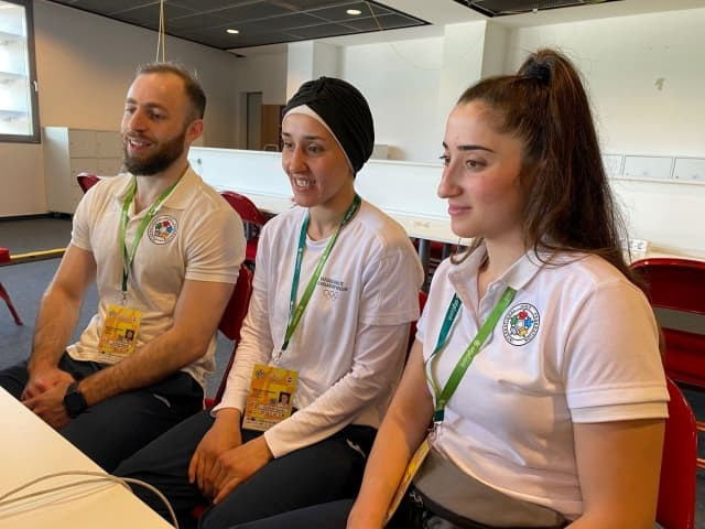 Sanda Aldass, Ahmad Alikaj and Muna Dahouk attended the virtual ceremony where their Tokyo 2020 participation was confirmed ©IJF