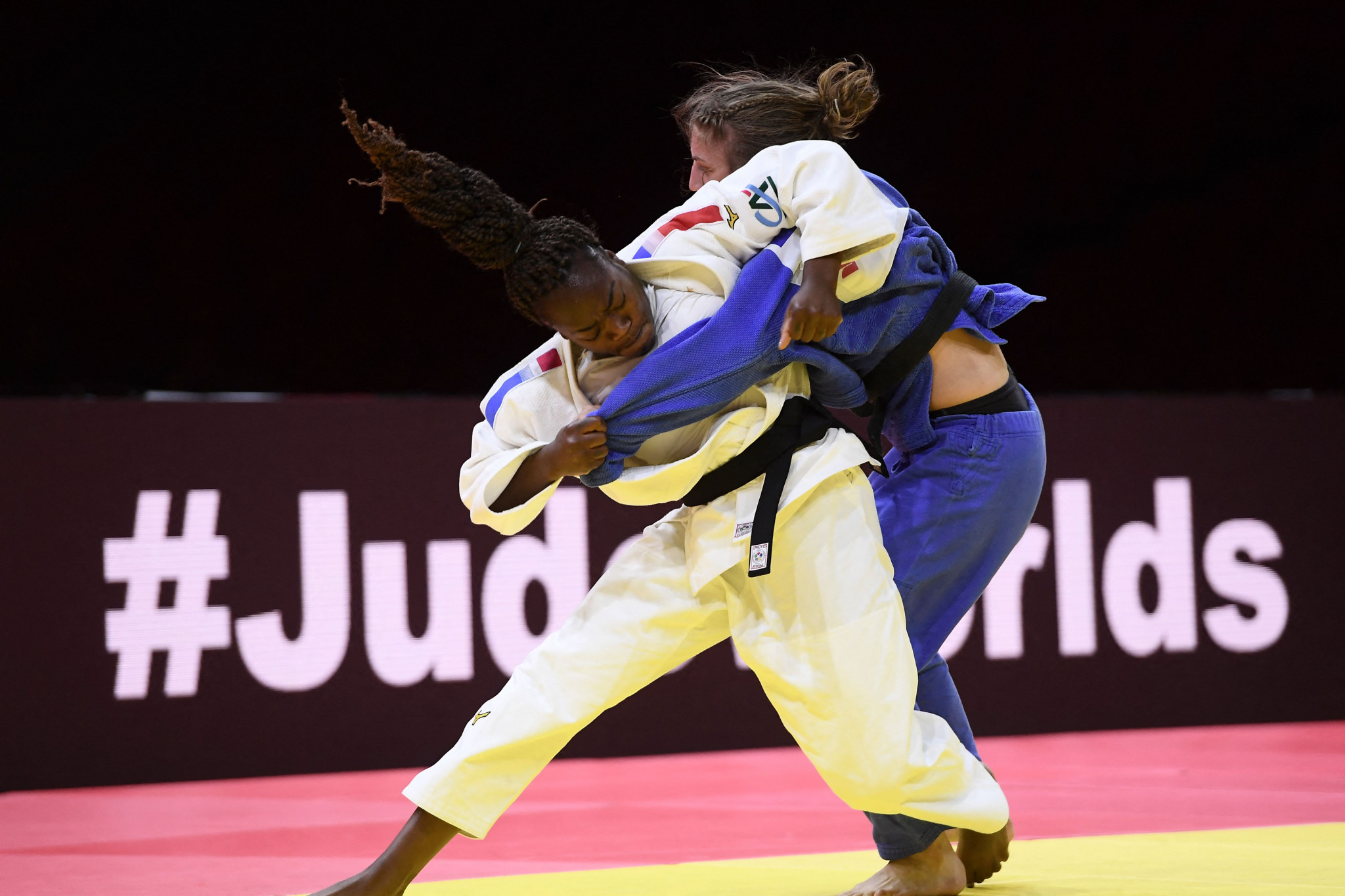 Clarisse Agbegnenou claimed victory over Andreja Leški with an ippon - her fifth of the tournament ©Getty Images