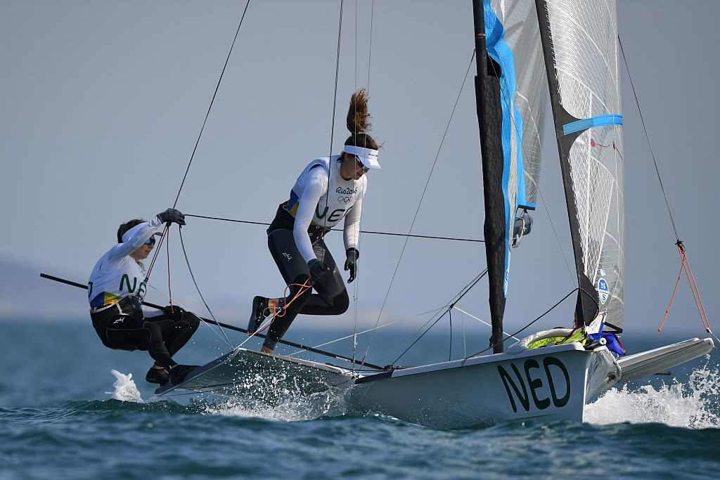 Dutch pairing Annemiek Bekkering and Annette Duetz, the 2018 world champions, are dominating the 49er FX racing after two days of competition at the World Cup in The Netherlands ©Getty Images